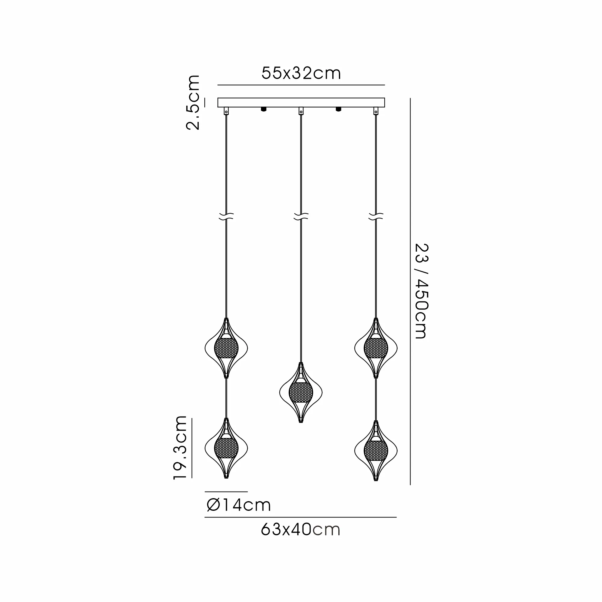 Amano Linear Rectangle Pendant, 5 Light Adjustable G9, Polished Chrome/Crystal IL31860CH  Diyas Amano